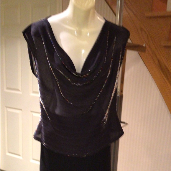 🛍2 for $30🛍NWT Slip on Black top with multi-colour shimmer threading - Picture 3 of 4